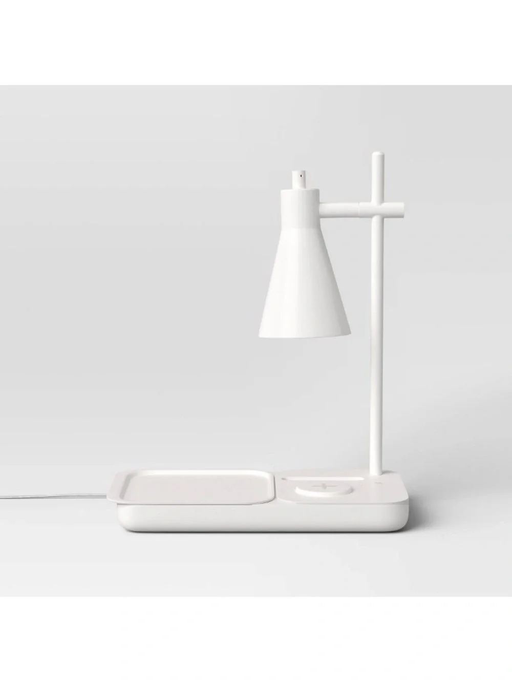 Room Essentials White Task Lamp with Tray and Wireless Pad